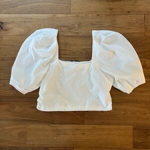 Cropped White Full Sleeve Top